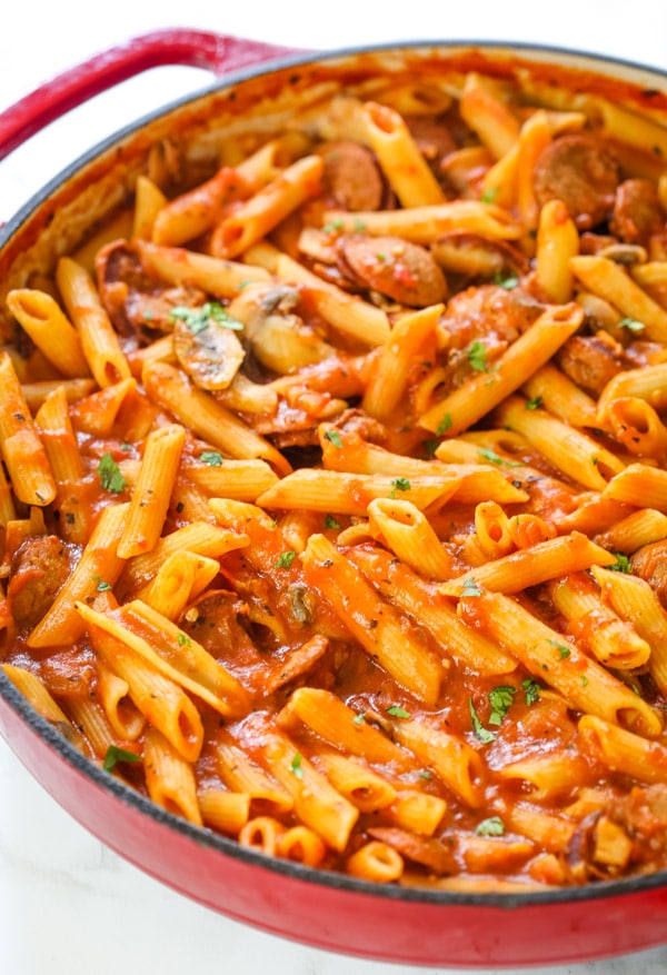 One-Pot Sausage and Mushroom Pasta - Gal on a Mission