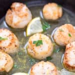 Lemon Garlic Scallops with Black Truffle Sea Salt are seared to perfection! These are the easiest and tastiest scallops you will ever make. Make restaurant-quality scallops in your own kitchen!