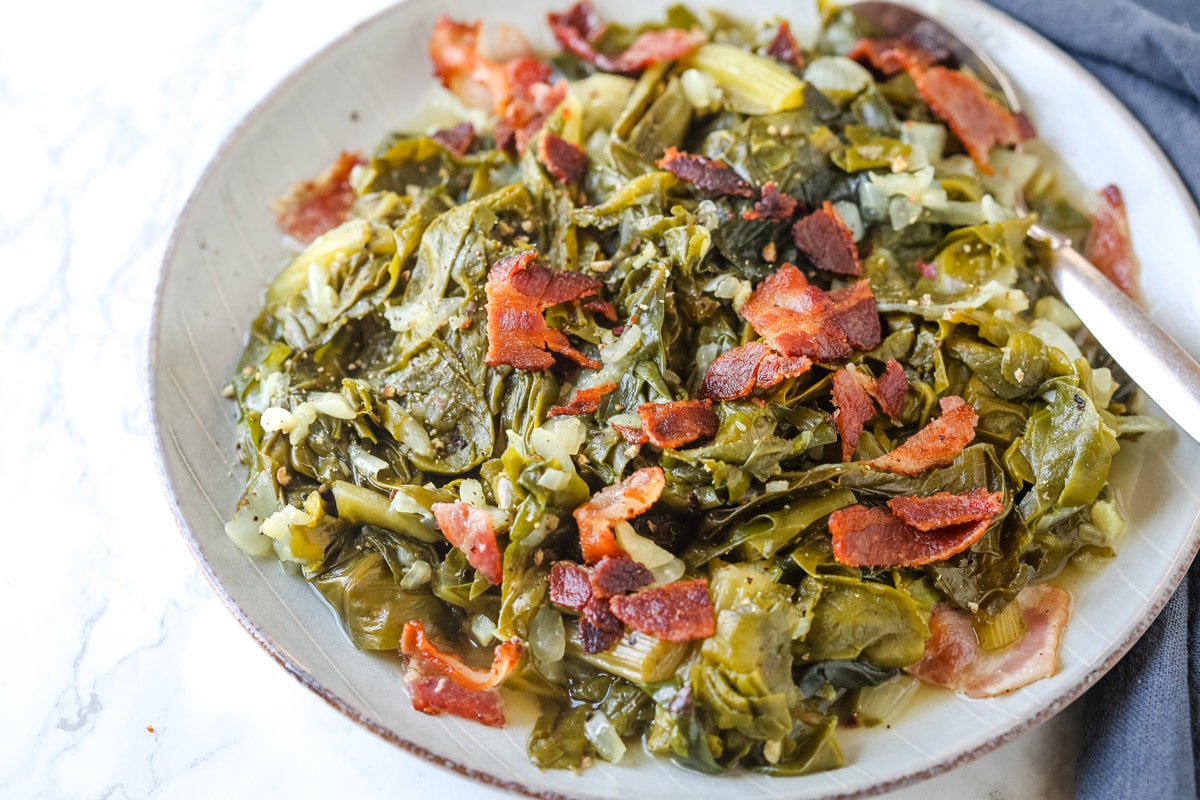 Collard Greens with Bacon Gal on a Mission