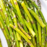 Cooked and closeup of asparagus
