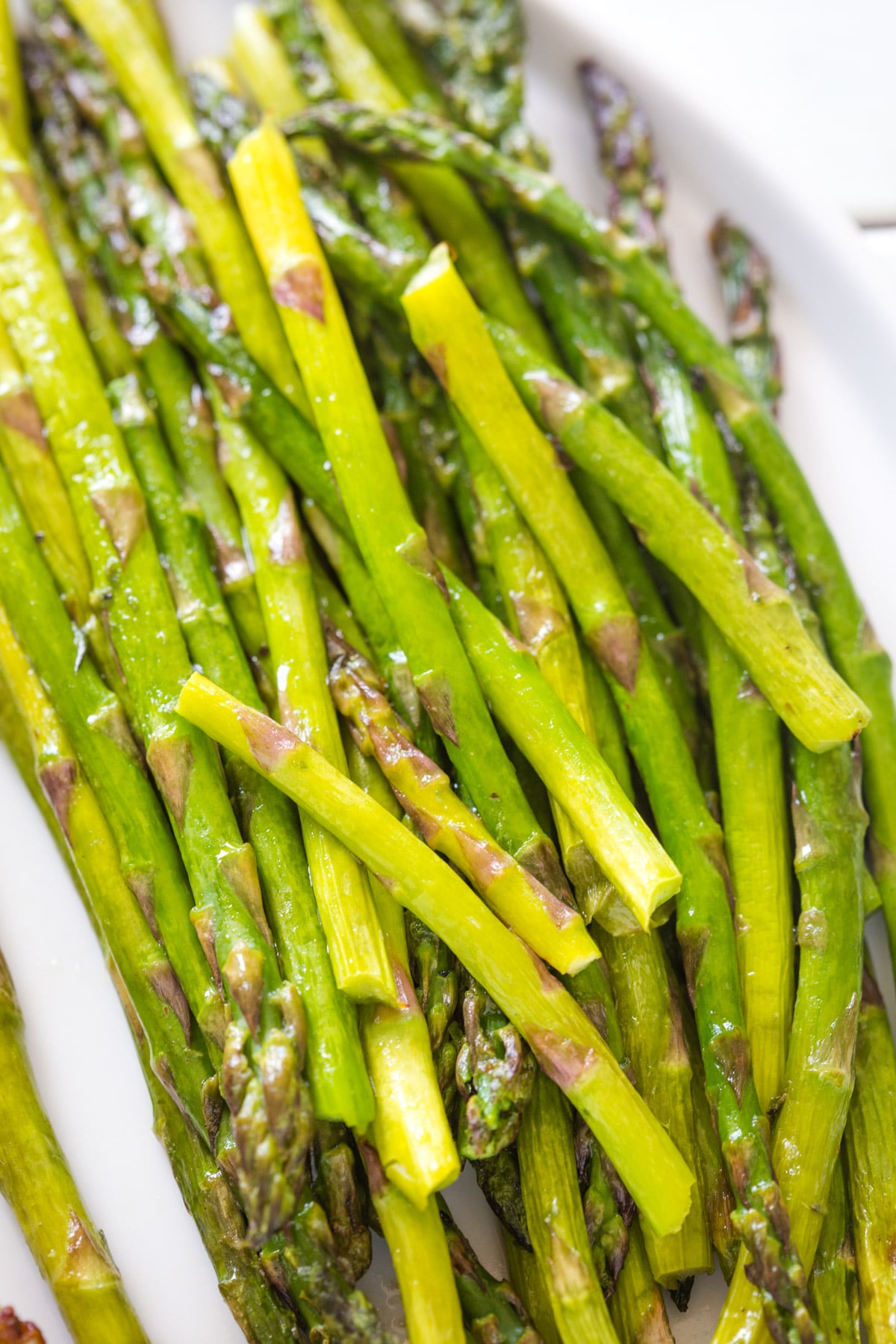 Cooked and closeup of asparagus