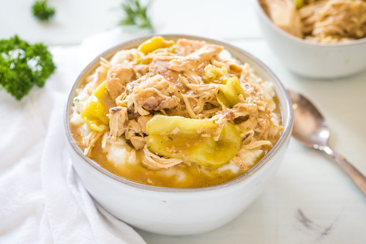 Slow Cooker Mississippi Chicken - Gal on a Mission